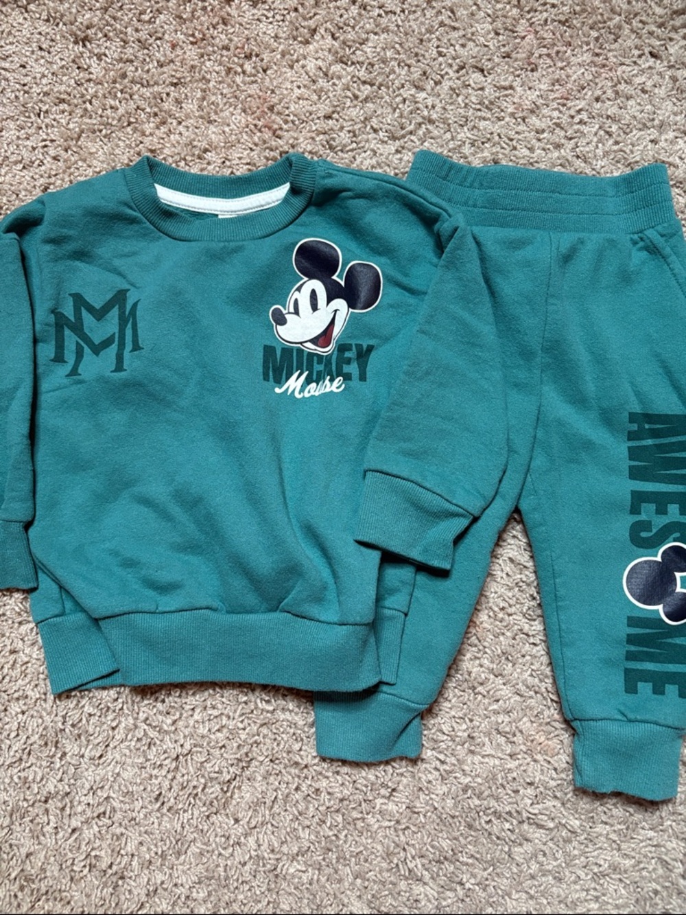 Disney Teal Mickey Mouse Crewneck & Joggers Set